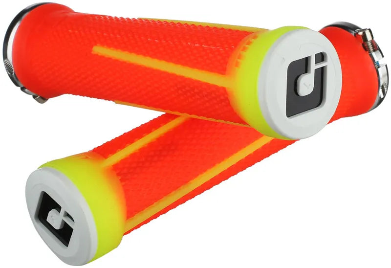 Odi Aaron Gwin Signature Lock on Grips Orange/Fluro Yellow with Silver SKU: D35a10y - s