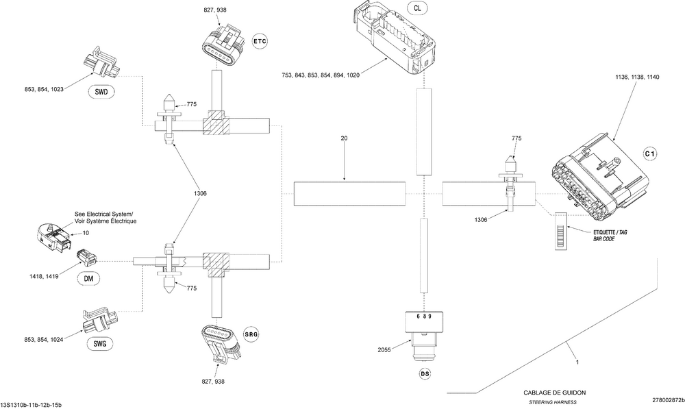 STEERING HARNESS ASS Y - Sea - Doo OEM# 278002951