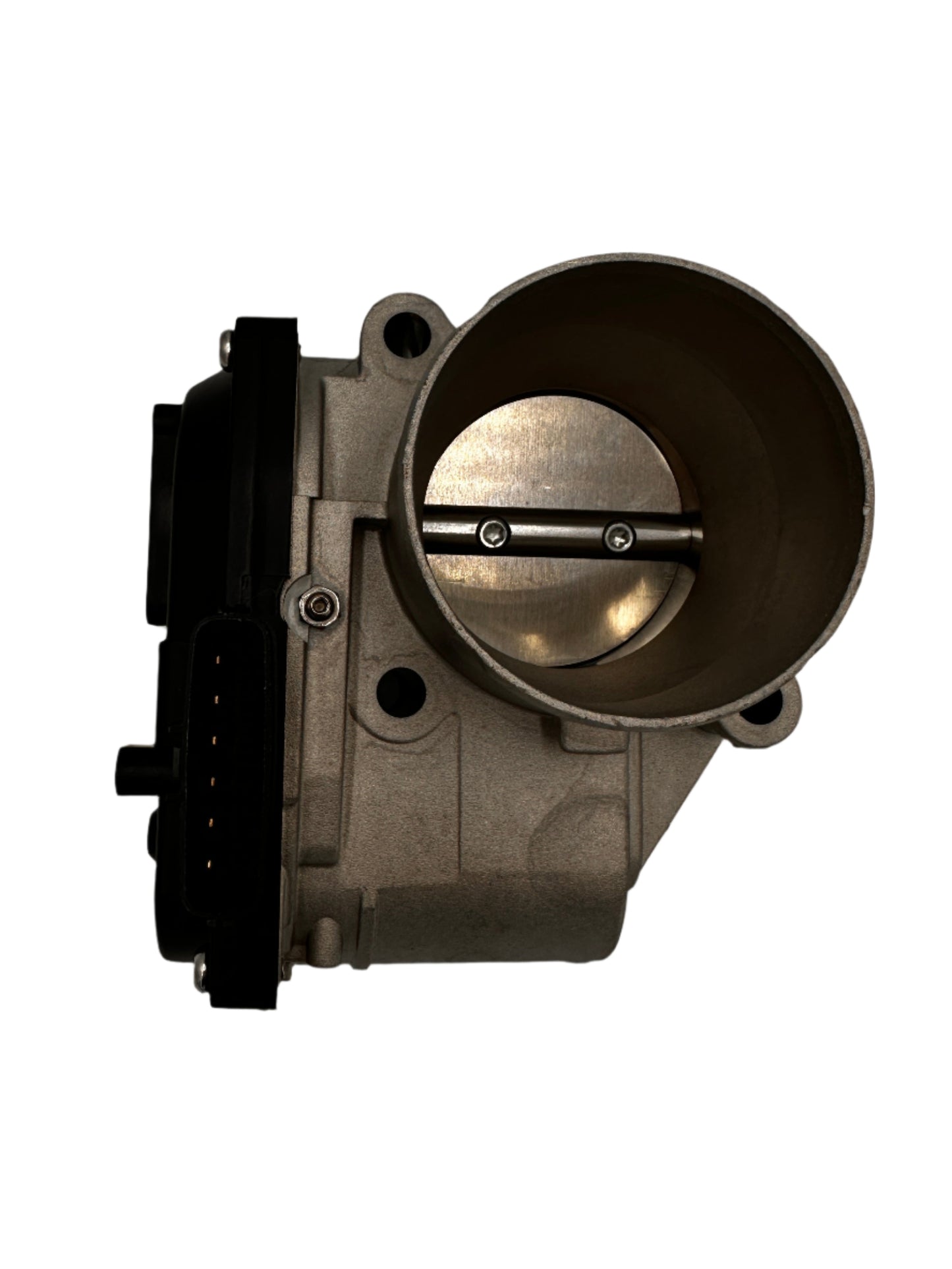 Mechanical throttle body on a white background