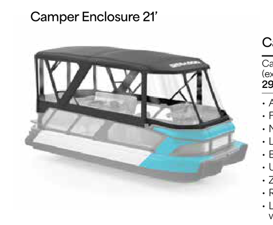 Sea-Doo Camper Enclosure Camper Enclosure 21’ - Switch Sport 21’, Switch Cruise 21’, Switch Cruise Limited 21’ (except Limited with Double Bimini Top) - 295100823