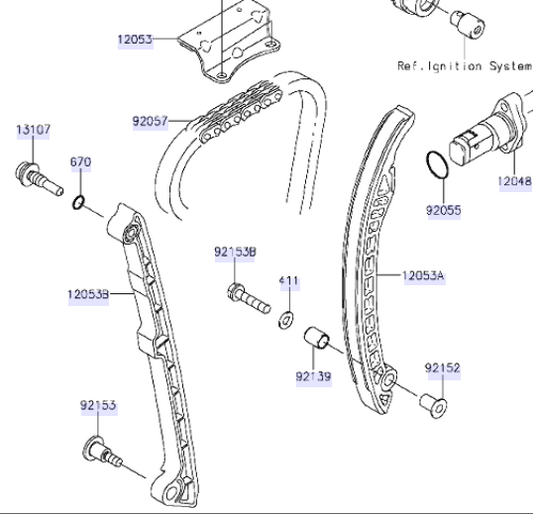 Timing Chain Guide Kawasaki OEM# 12053-3711