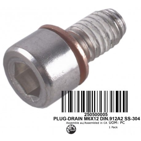 Socket Drain Plug M6 x 12 Sea-Doo OEM# 250500005